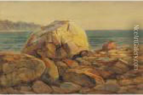 Rocky Shore Oil Painting - George F. Schultz