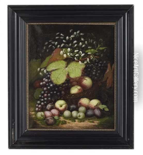 Still Life Of Fruit In A Basket Oil Painting - Jan Frans Van Dael