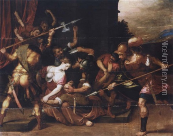 Samson And Delilah Oil Painting - Joos van Winghe