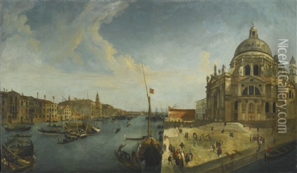 Venice, A View Of Santa Maria Della Salute And The Entrance To The Grand Canal, Looking East Oil Painting - Michele Marieschi