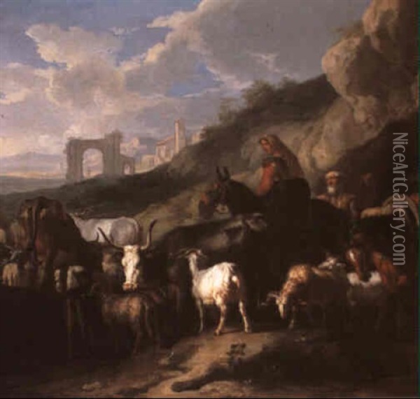 A Pastoral Journey Oil Painting - Pieter van Bloemen