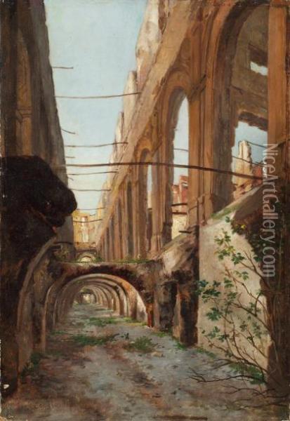 Ruines De La Cour Des Comptes Oil Painting - Auguste-Aristide-Fernand Constantin