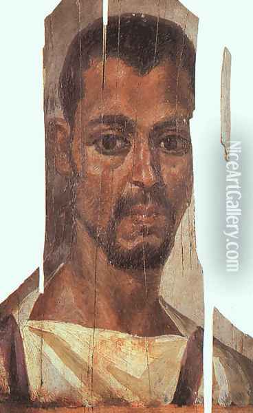 Fayoum Funerary Portrait (2nd century B.C.) Oil Painting - Egyptian Unknown Masters