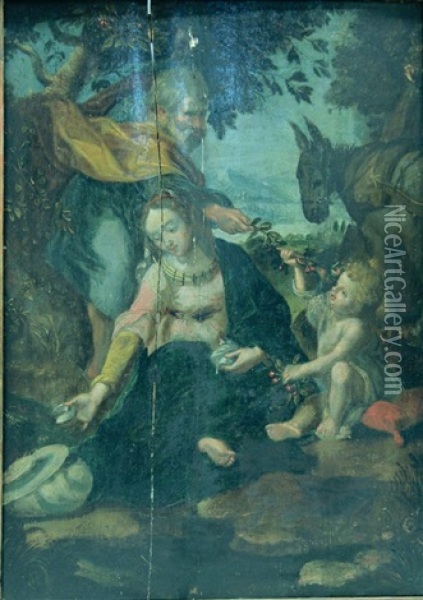 Le Repos De La Sainte Famille Oil Painting - Federico Barocci