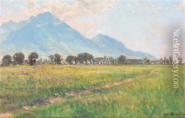 View Of Italian Fields Oil Painting - Holger Hvitfeldt Jerichau