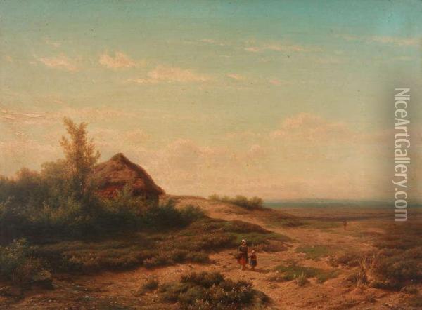 Duinenlandschap Met Reizigers Bij Hut Oil Painting - Cornelis Lieste