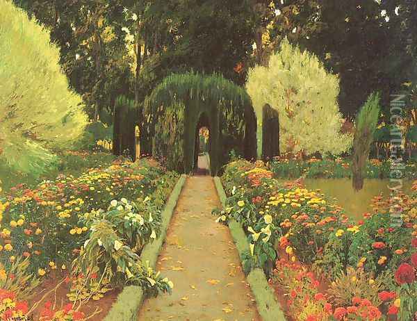 Garden in Aranjuez 1908 Oil Painting - Santiago Rusinol i Prats