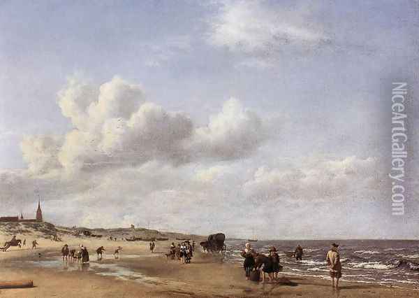 The Beach at Scheveningen 1658 Oil Painting - Adriaen Van De Velde