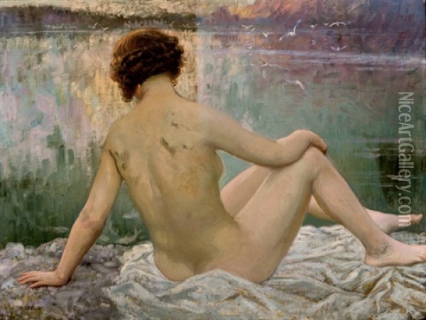 Mujer Desnuda De Espaldas Oil Painting - Juan Jose Garate Y Clavero