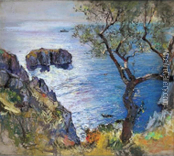 Marina A Capri Oil Painting - Giuseppe Casciaro