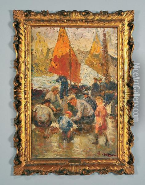 Pescatori Oil Painting - Leonardo Bazzaro