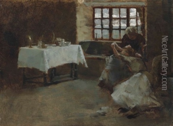 Sketch For 'a Hopeless Dawn Oil Painting - Frank Bramley