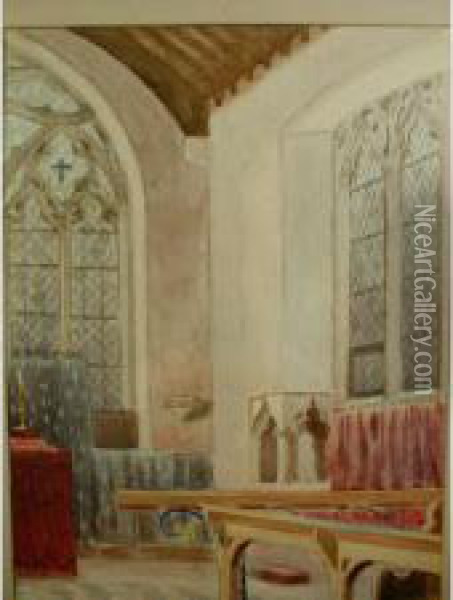 An Interior View Of The Chancel At St Benedick's Church Oil Painting - William Barton Thomas