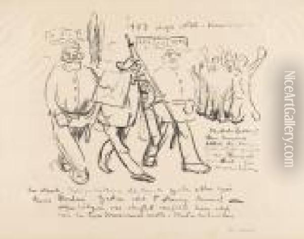 Karikatur: Die Arretierung Oil Painting - Edvard Munch