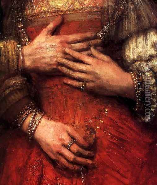 The Jewish Bride (detail) Oil Painting - Rembrandt Van Rijn