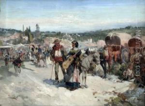 Les Gitans En Espagne Oil Painting - Manuel Mensa Salas