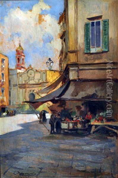 Scorcio Di Napoli Oil Painting - Carlo Brancaccio