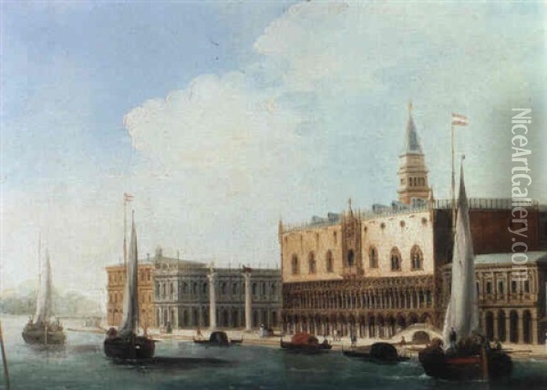 Palazzo Ducale Del Bacino Di San Marco Oil Painting - Giuseppe Bernardino Bison