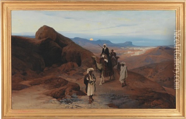 In The Desert Oil Painting - Rudolf Hellgrewe