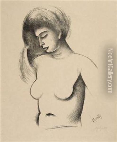 A Female Nude Oil Painting - Alfred Justitz
