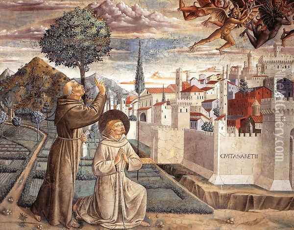 Scenes from the Life of St Francis (Scene 6, north wall) 1452 Oil Painting - Benozzo di Lese di Sandro Gozzoli