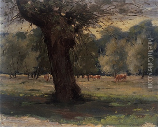The Pasture Oil Painting - Mary Augusta Hiester Reid
