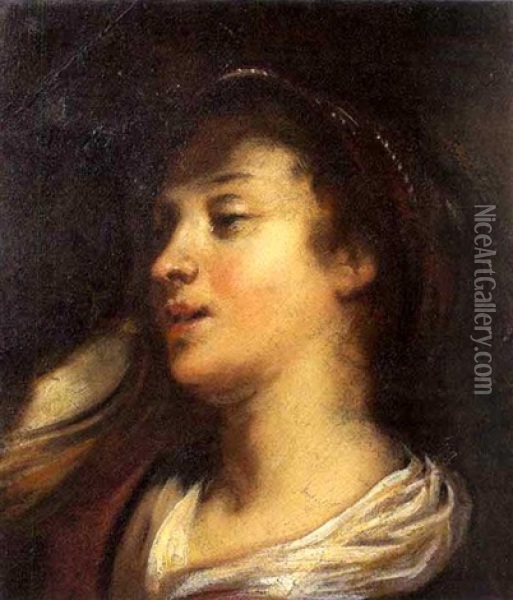 Head Of A Woman Oil Painting - Orazio Ferraro