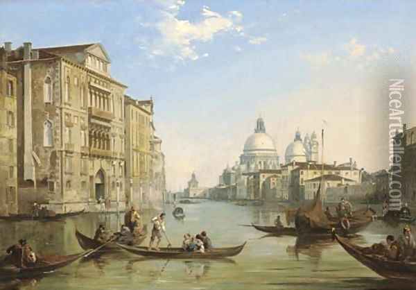 The Grand Canal, Venice, looking towards the church of San Salute and the Dogana Oil Painting - Edward Pritchett