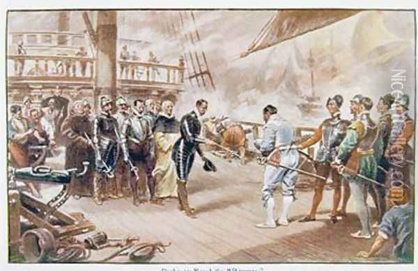 Sir Francis Drake 1540-96 on board the Revenge Oil Painting - John Seymour Lucas