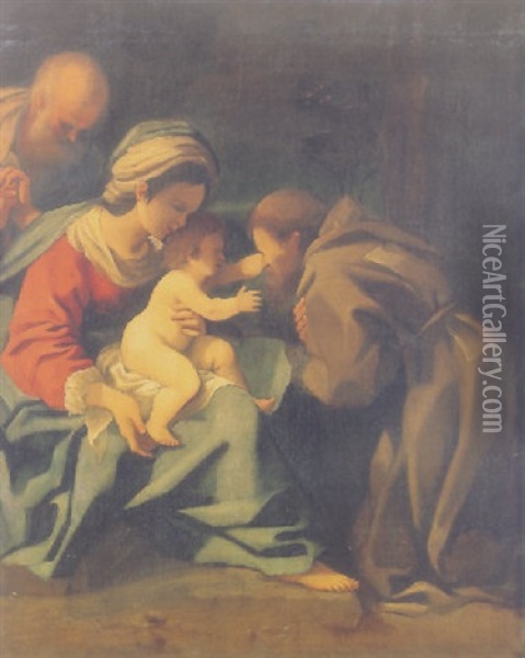 The Holy Family With Saint Francis Oil Painting - Bartolomeo Schedoni