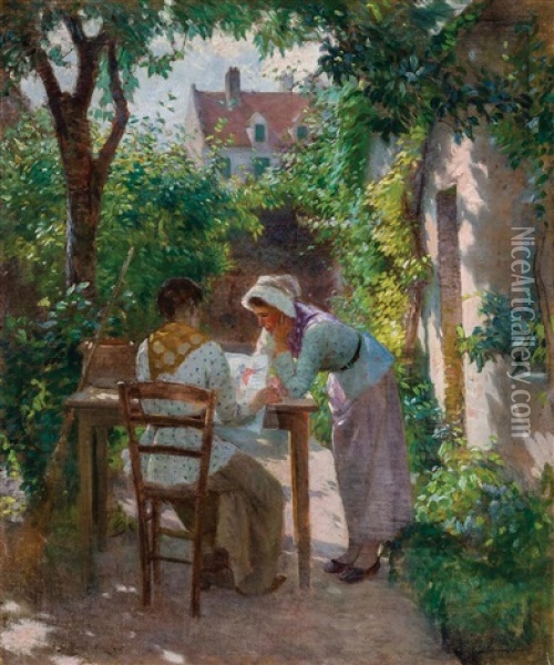 Conversation In The Garden Oil Painting - Frank C. Penfold