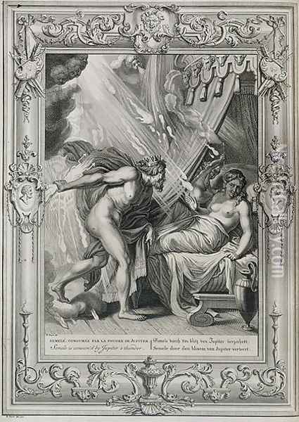 Semele is Consumed by Jupiters Fire, 1731 Oil Painting - Bernard Picart