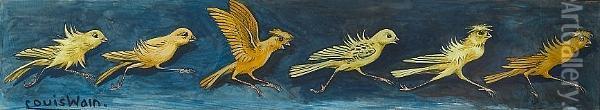 Racing Canaries Oil Painting - Louis William Wain