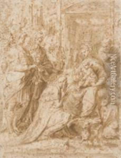 Adorazione Dei Magi Oil Painting - Perino del Vaga (Pietro Bonaccors)