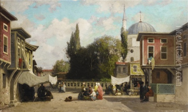 A Square In Constantinople Oil Painting - Germain Fabius Brest