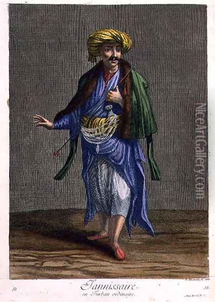 Janissary, in an ordinary turban, 18th century Oil Painting - Philippe Simonneau