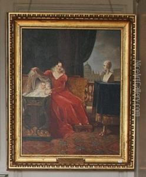 Portrait De La Comtesse Camille Detournon- Simiane Oil Painting - Jean Pierre Charles Chabannes La Palice