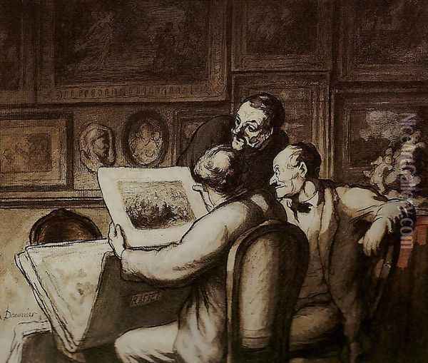 Print Collectors I Oil Painting - Honore Daumier