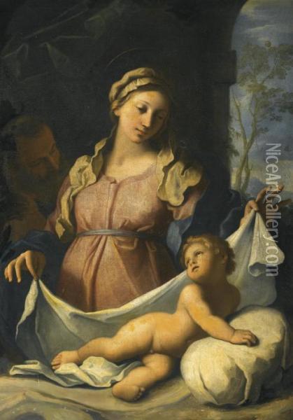 The Holy Family Oil Painting - Giovanni Domenico Cerrini