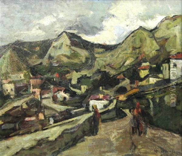 Landscape From Balcic Oil Painting - Gheorghe Petrascu