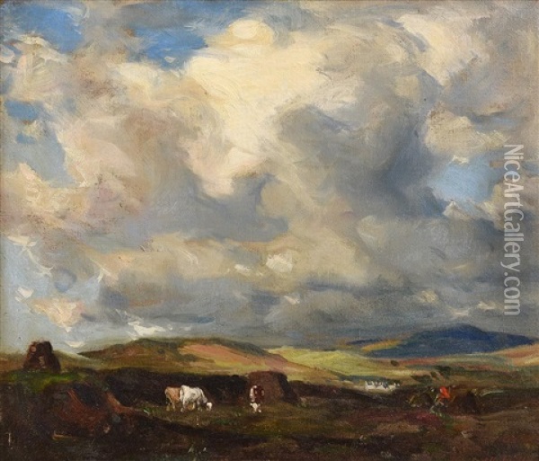 Storm Clouds At Evening Oil Painting - John Campbell Mitchell