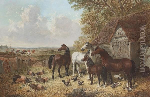 Startled By The Hunt Oil Painting - John Frederick Herring Snr