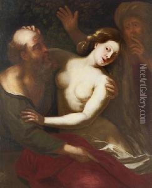 Susannah And The Elders Oil Painting - Johann Karl Loth