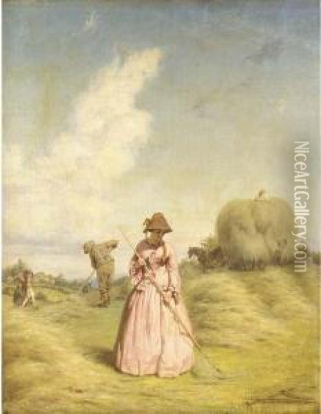 Haymaking Oil Painting - George Elgar Hicks