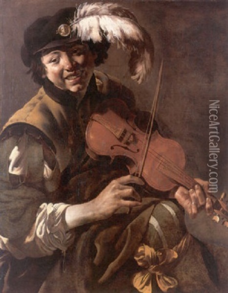Boy Violinist Oil Painting - Hendrick Ter Brugghen