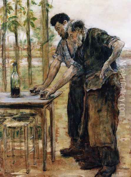 Blacksmiths taking a Drink Oil Painting - Jean-Francois Raffaelli