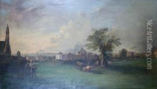 The Ten Acre Field, Heath, Cardiff Oil Painting - Alexander Wilson