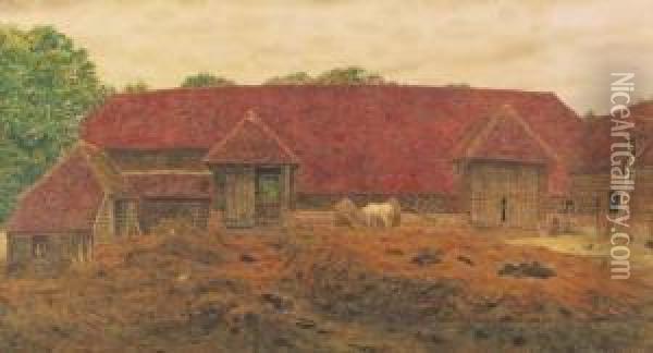 The Old Barn At Whitchurch Oil Painting - George Price Boyce