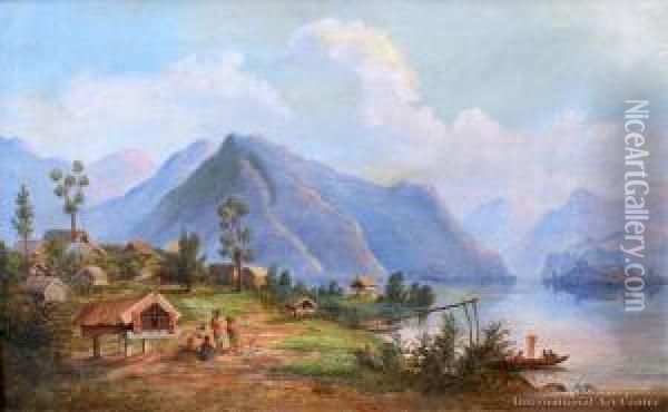 Roto Kakahi From Maori Village Oil Painting - Charles Blomfield