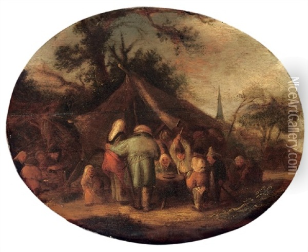 Peasants At A Kermesse Oil Painting - Isaac Van Ostade